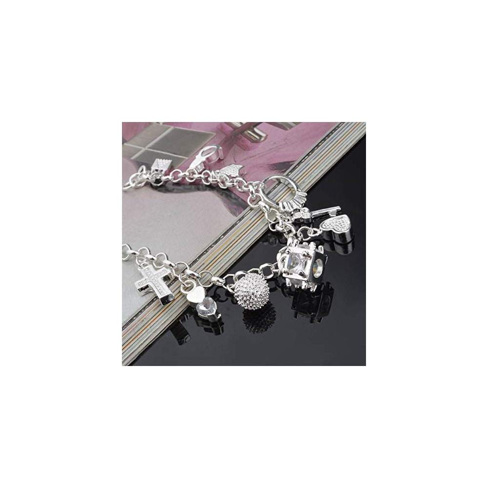 Pulseras y tobilleras de plata con 13 piezas colgantes