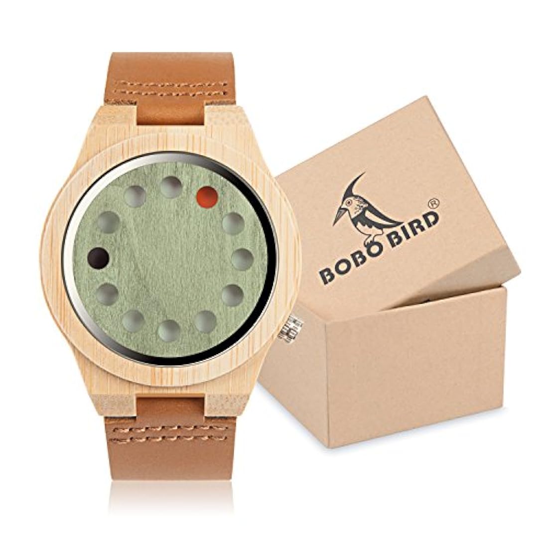 Reloj de madera de bambú para hombre 12 agujeros Temporizador