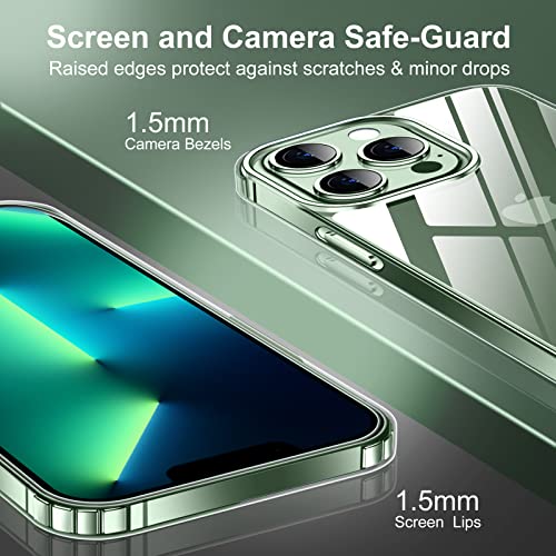 JUSTCOOL Funda transparente diseñada para iPhone 13 Pro, [no amarillea] [protección contra caídas de grado militar] funda delgada y transparente para iPhone 13 Pro de 6.1 pulgadas (transparente)