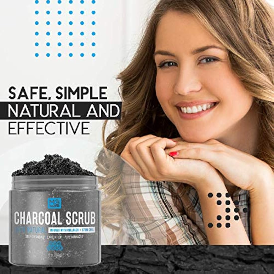 Exfoliante de carbón activado con colágeno M3 Naturals