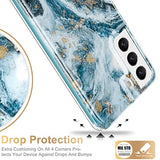 ESDOT Funda para Samsung Galaxy S22 Plus, grado militar, prueba de caída de 21 pies, resistente con diseños de moda para mujeres y niñas, funda protectora para Galaxy S22+ Plus 6.6 pulgadas, estampado mármol ópalo y verde azulado
