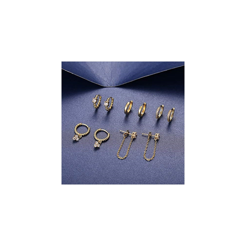 Aretes de aro colgantes dorados  para mujeres