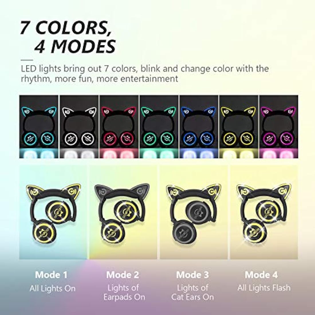 MindKoo - Auriculares inalámbricos con Bluetooth y luz LED