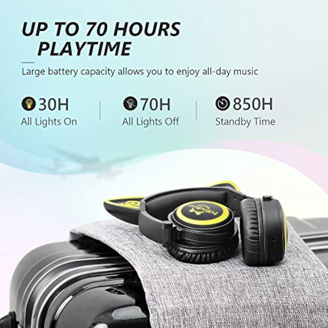 MindKoo - Auriculares inalámbricos con Bluetooth y luz LED