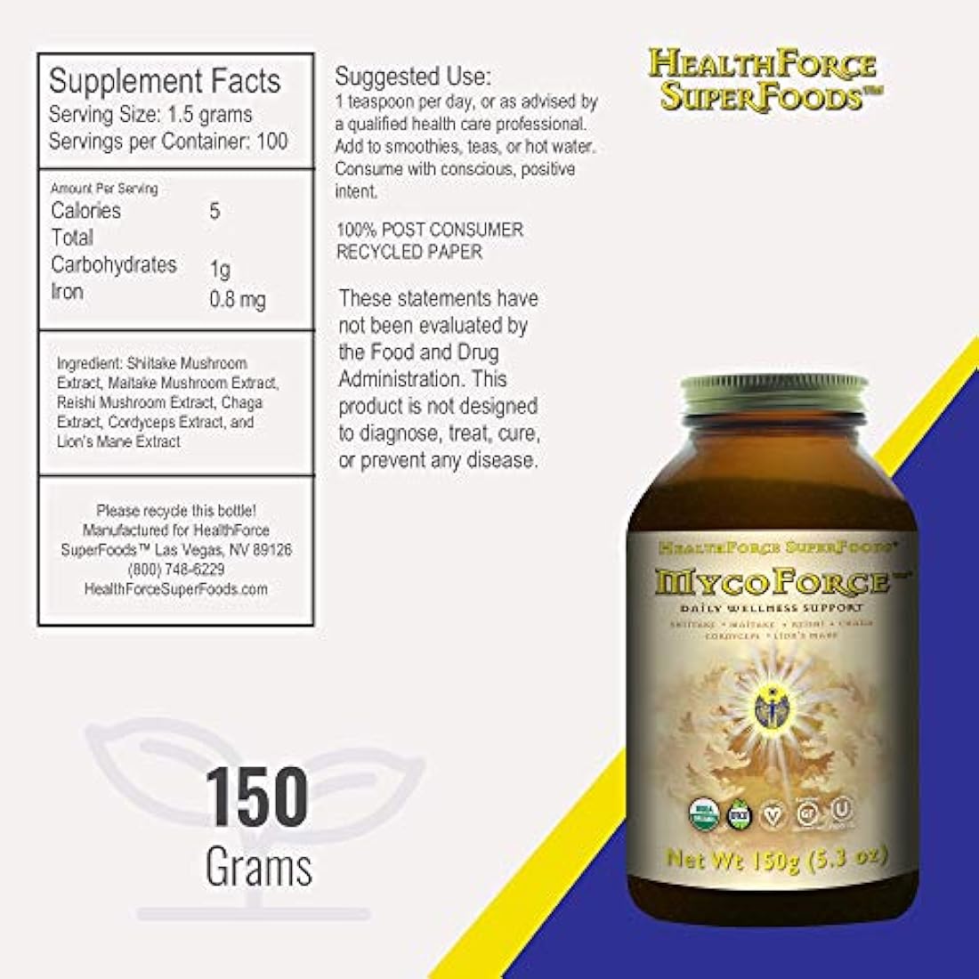 Healthforce mycoinmune Fórmula en polvo 150 Gramo 1, 1