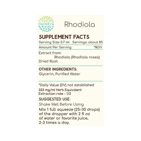 Suplemento Rhodiola B60 concentradas Rhodiola natural 2oz