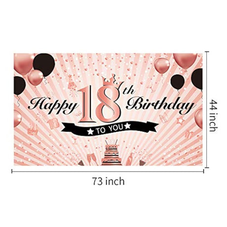 Feliz cumpleaños 18 Decoraciones para niñas, oro rosa