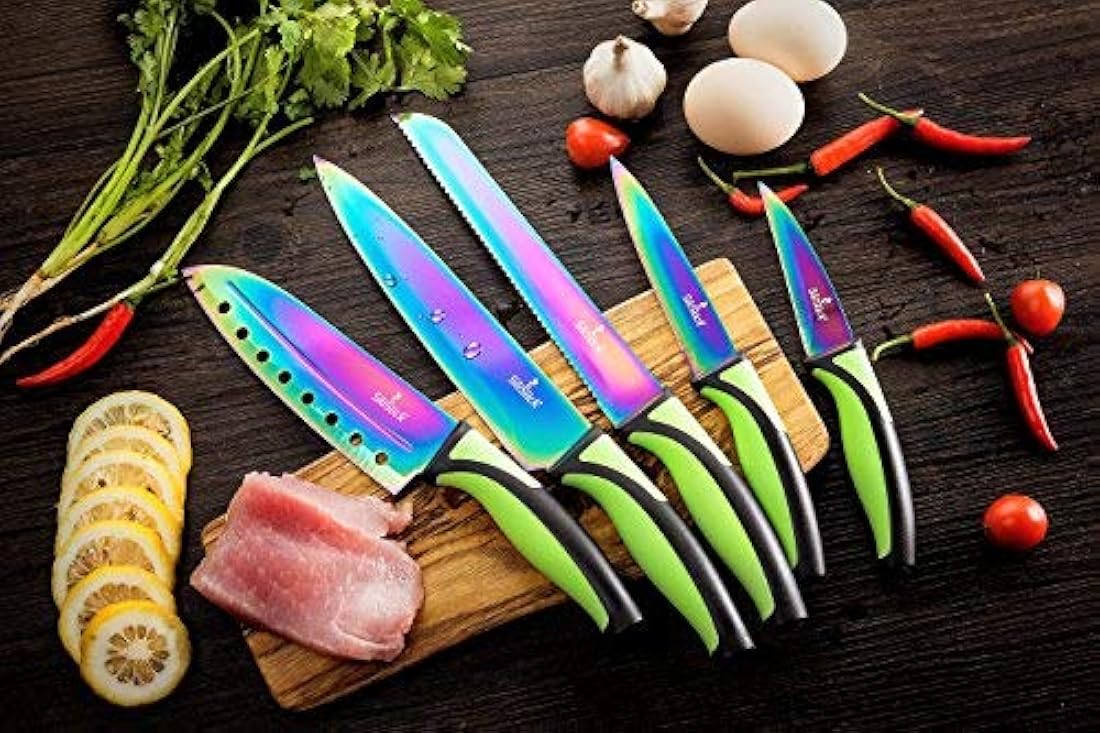 SiliSlick - Juego de 5 cuchillos elegantes, calidad chef,
