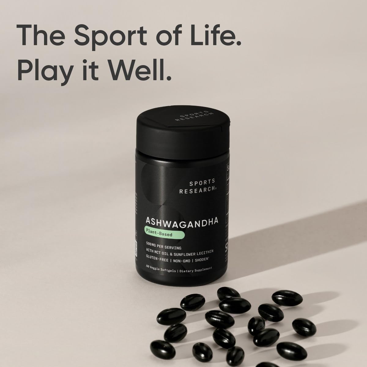 Softgels de Ashwagandha Sports Research - Relajación y Sueño 60u