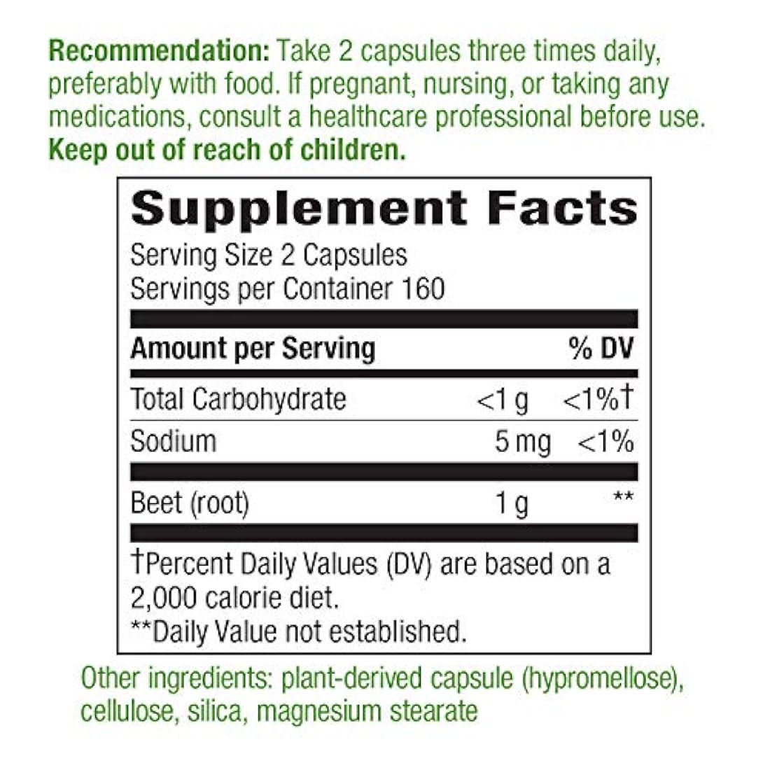 Raíz de remolacha Nature's Way, 1000 mg por porción