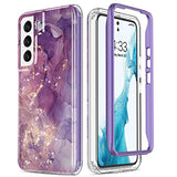 ESDOT Funda para Samsung Galaxy S22, grado militar, prueba de caídas de 21 pies, funda resistente con diseños de moda para mujeres y niñas, funda protectora para Galaxy S22 de 6.1 pulgadas, mármol morado con purpurina