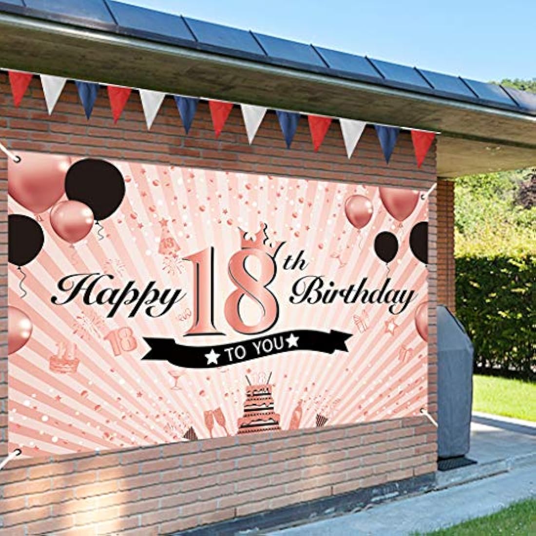 Feliz cumpleaños 18 Decoraciones para niñas, oro rosa