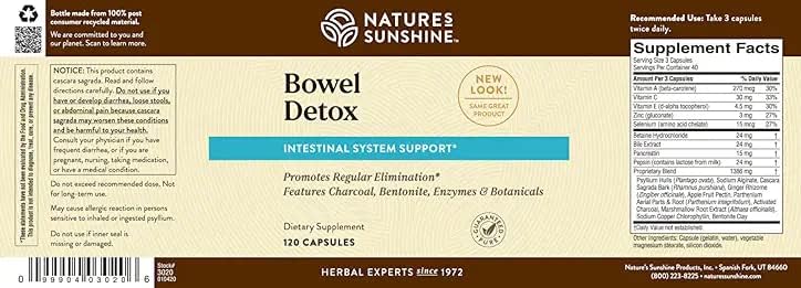Desintoxicación Intestinal y Limpieza de Colon, 120 Cápsulas