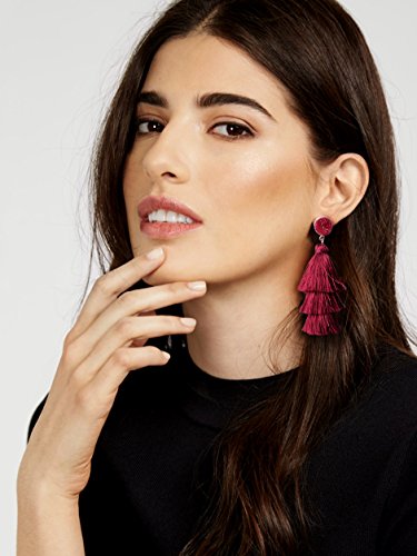 Aretes de borla de colores diseño bohemio con borla
