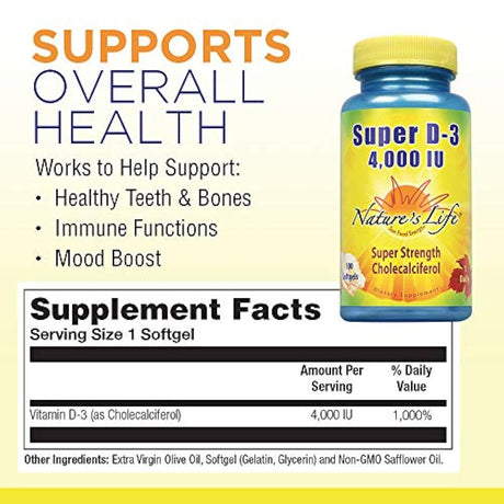 La vida de la naturaleza Super D-3, 4000 IU, 100 softgels
