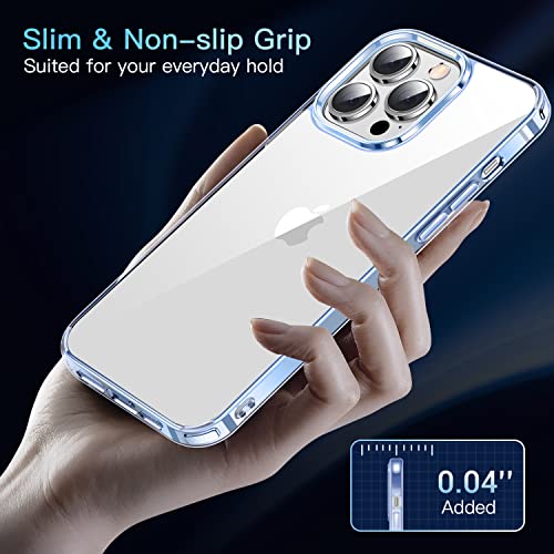 CASEKOO Crystal Clear Designed for iPhone 13 Pro case, [Not Yellowing] [Military Drop Protection] Shockproof Protective Phone Case Slim Thin Cover 6.1 inch 2021, Clear Blue