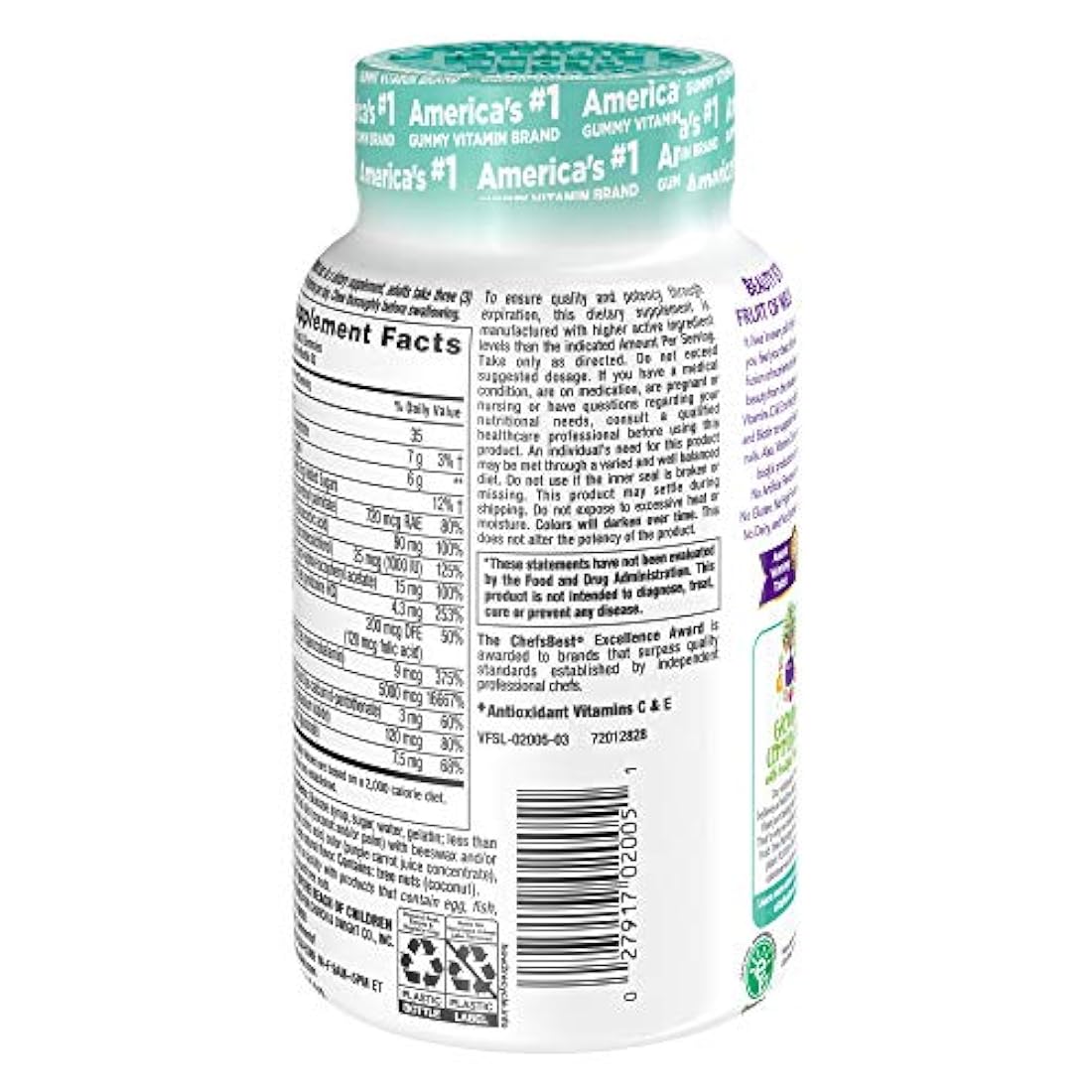 Vitafusion Gorgeous Hair, Skin & Nails Multivitamin Gummy Vitamins, 100 unidades