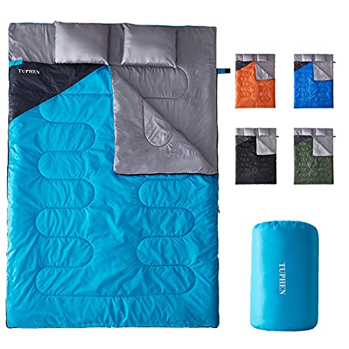 Tuphen Saco de Dormir Doble, Saco de Dormir con 2 Almohadas