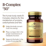 Solgar B-Complex 50, metabolismo energético, apto para veganos, 100 cápsulas vegetales