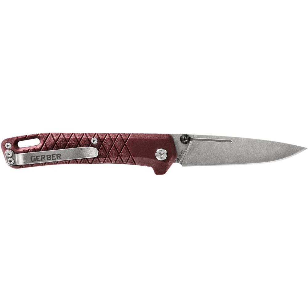 Cuchillo de bolsillo plegable de borde liso rojo difuminado