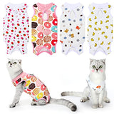 4 piezas de trajes de recuperación para gatos de algodón, envolturas corporales transpirables para gatitos de recuperación, ropa para gatos y perros pequeños, recuperación abdominal, destete