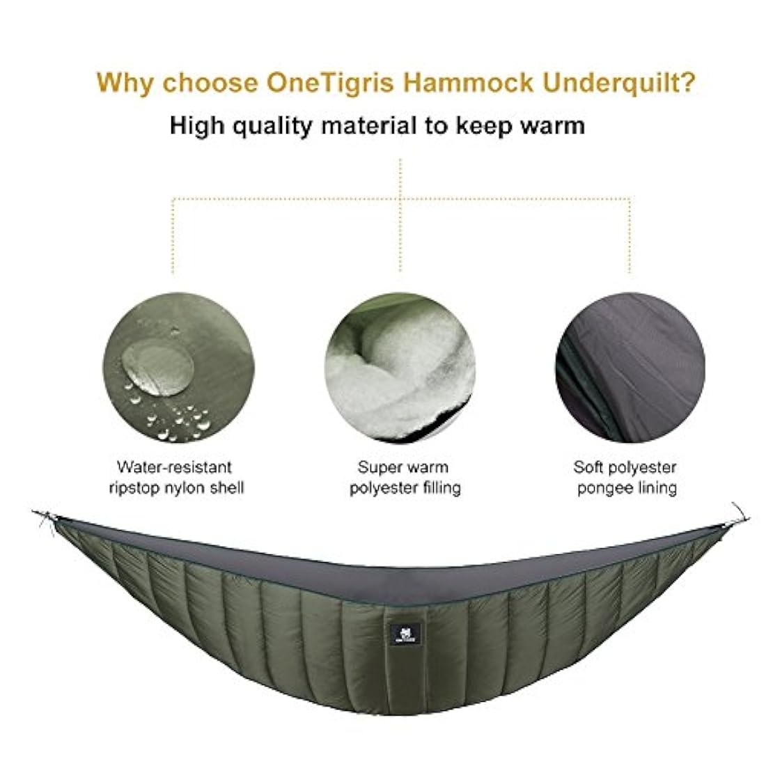 Protector de noche Hamaca Underquilt, para camping Gear