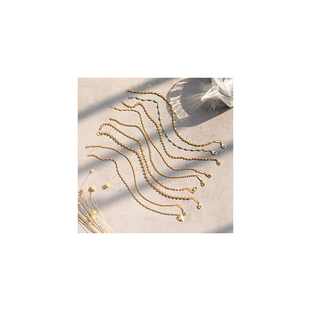 Pulseras  de cuentas chapadas en oro de 18 quilates