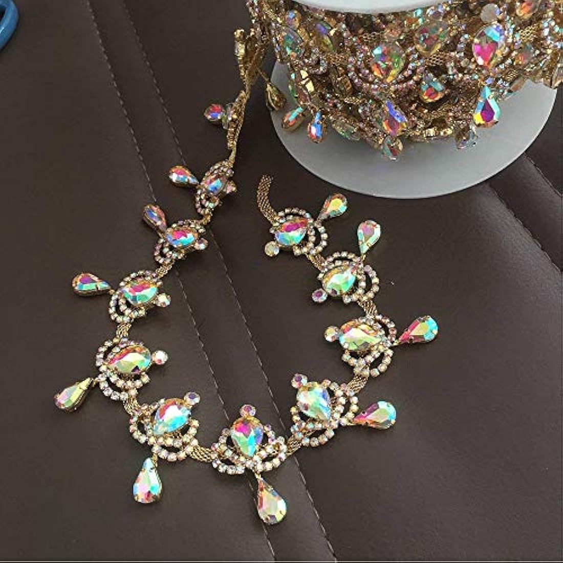 1 yarda de cristal flecos Rhinestone cadena novia apliques