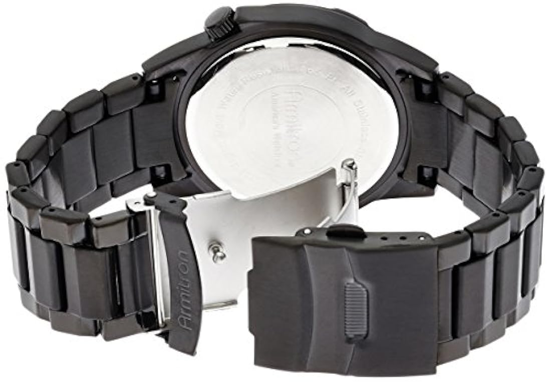 Armitron 204692BKTI reloj de vestir con esfera negra y acero inoxidable chapado