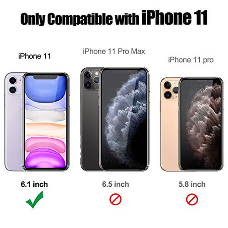 JAME - Funda protectora para iPhone 11 con 2 protectores de pantalla, protección contra caídas de grado militar, soporte de anillo, a prueba de golpes, para iPhone 11 de 6.1 pulgadas, color azul