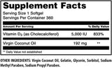 Suplemento de Vitamina D3 Amazing Formulas 5000 IU 360 Softgels