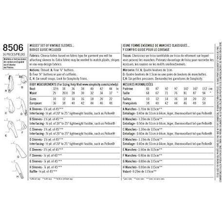 Simplicity US8506A - Patrones de costura para camisas