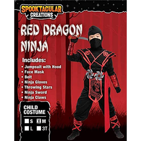 Disfraces  Atuendo de Ninja del dragón rojo