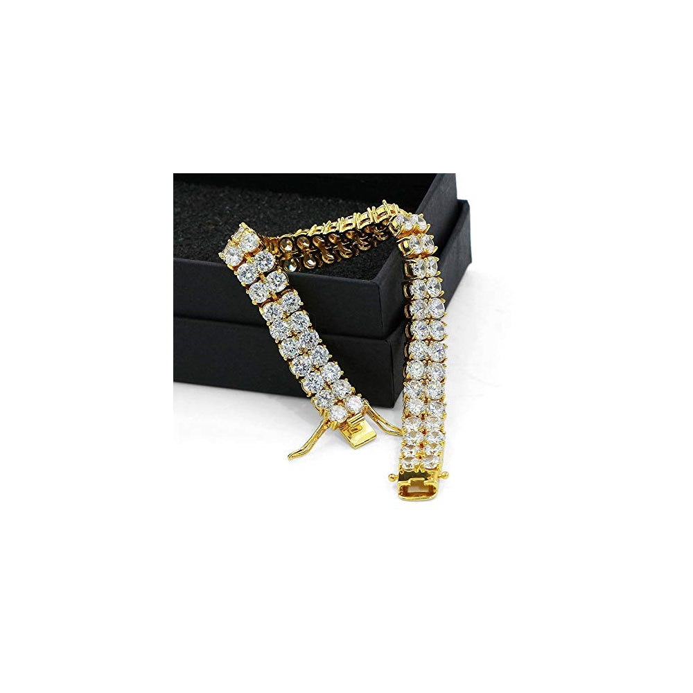 Pulseras y tobilleras de tenis con 2 filas de circonitas