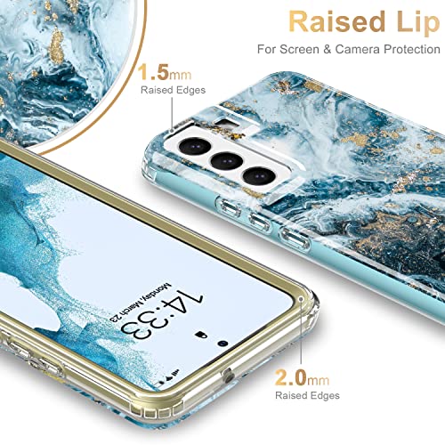ESDOT Funda para Samsung Galaxy S22 Plus, grado militar, prueba de caída de 21 pies, resistente con diseños de moda para mujeres y niñas, funda protectora para Galaxy S22+ Plus 6.6 pulgadas, estampado mármol ópalo y verde azulado