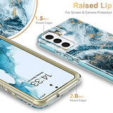 ESDOT Funda para Samsung Galaxy S22 Plus, grado militar, prueba de caída de 21 pies, resistente con diseños de moda para mujeres y niñas, funda protectora para Galaxy S22+ Plus 6.6 pulgadas, estampado mármol ópalo y verde azulado