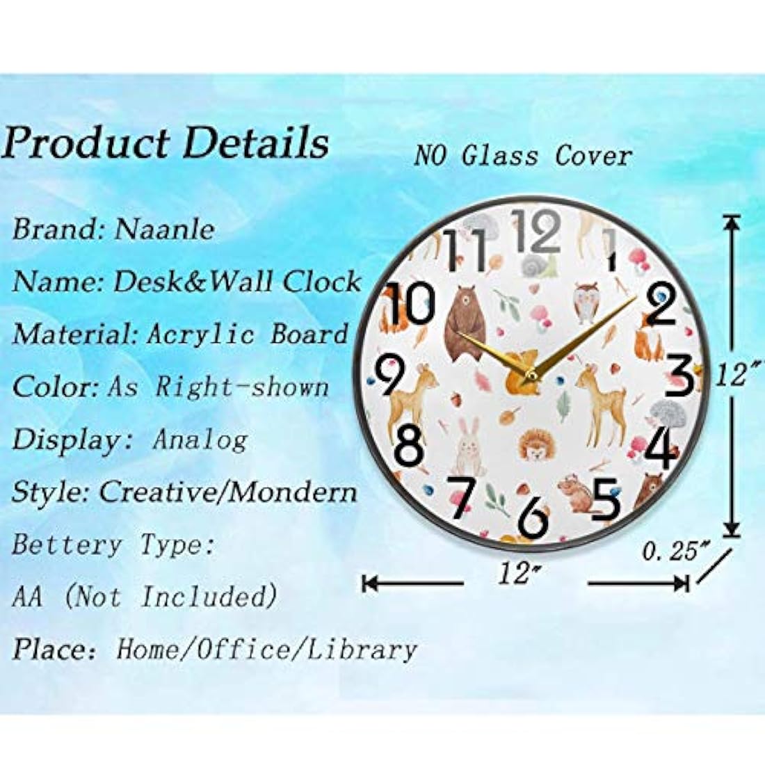 Reloj de pared redondo con diseño de ciervos de animales