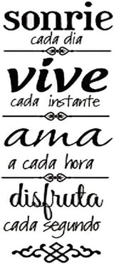 Vinilo decorativo Sonrie Vive - Reglas familiares en español 23.6x7.8