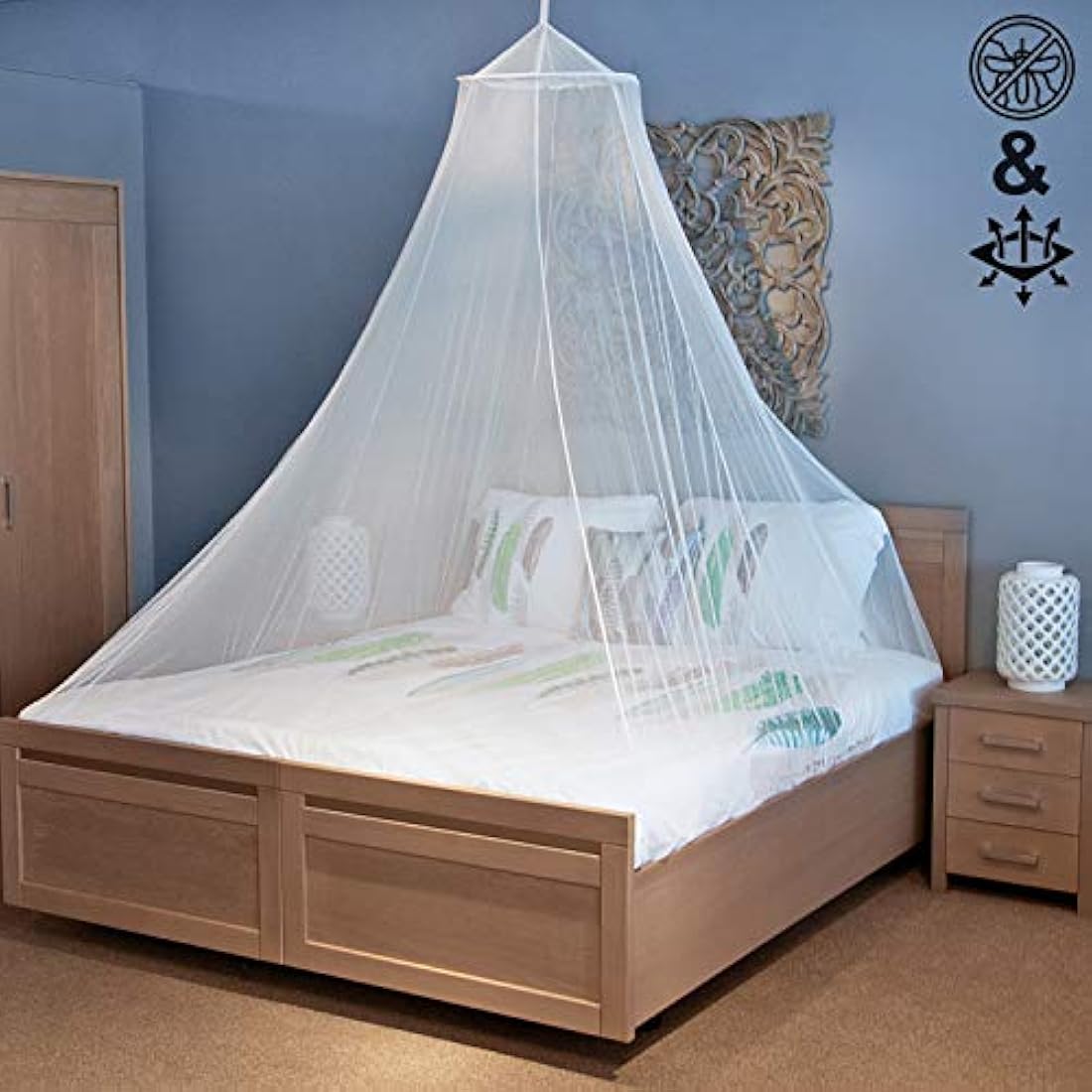 Mosquitera universal para mochileros, para camas individuales a King-Sized - 2 aberturas o toldo de cama totalmente cerrado - Diseño cónico para decoración o viaje - Bolsa gratis y kit de colgar para una fácil instalación