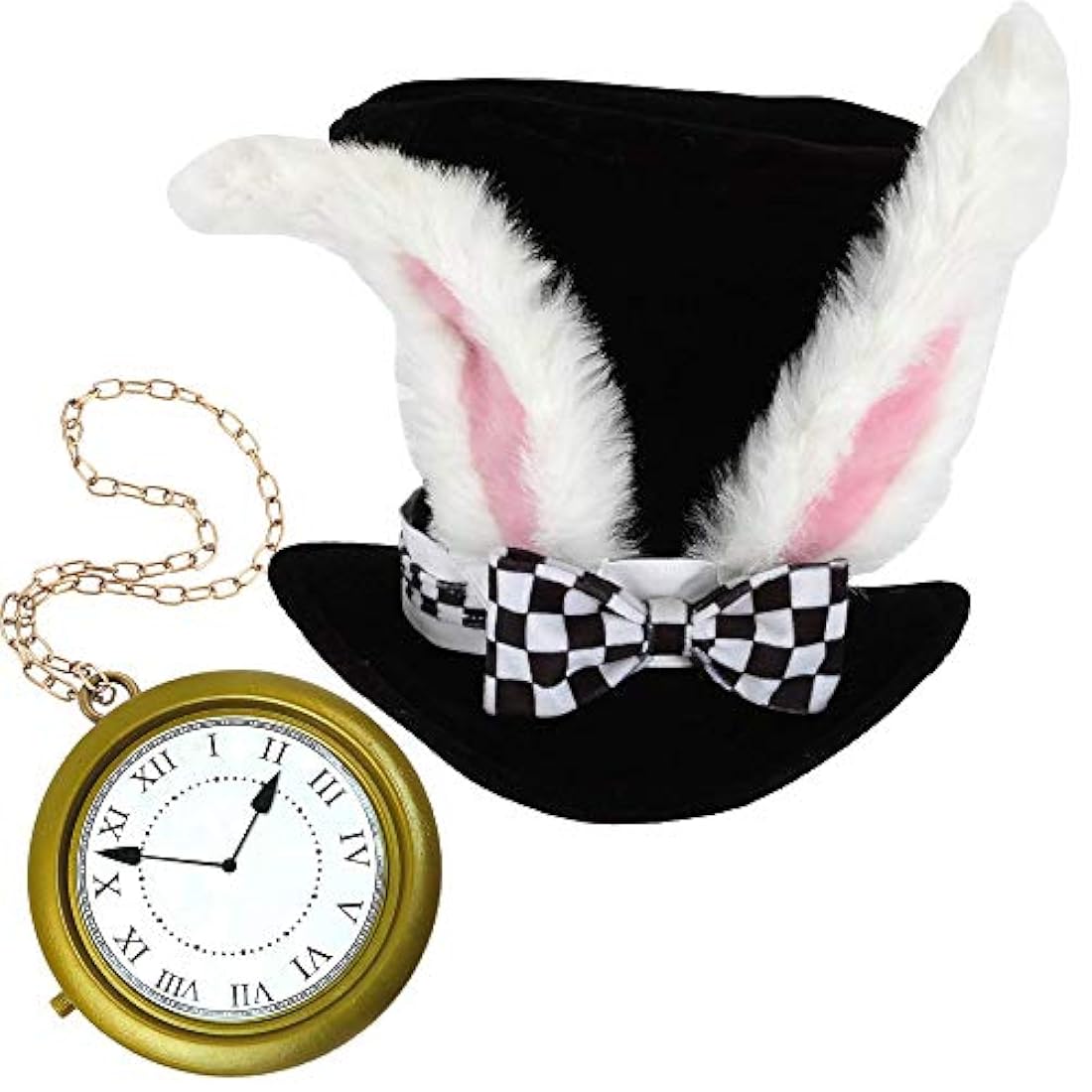 Conjunto de disfraz de conejo blanco, sombrero