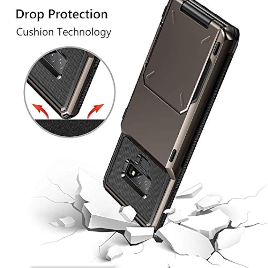 Funda para Galaxy Note 9, con 4 ranuras  metálico Vofolen -