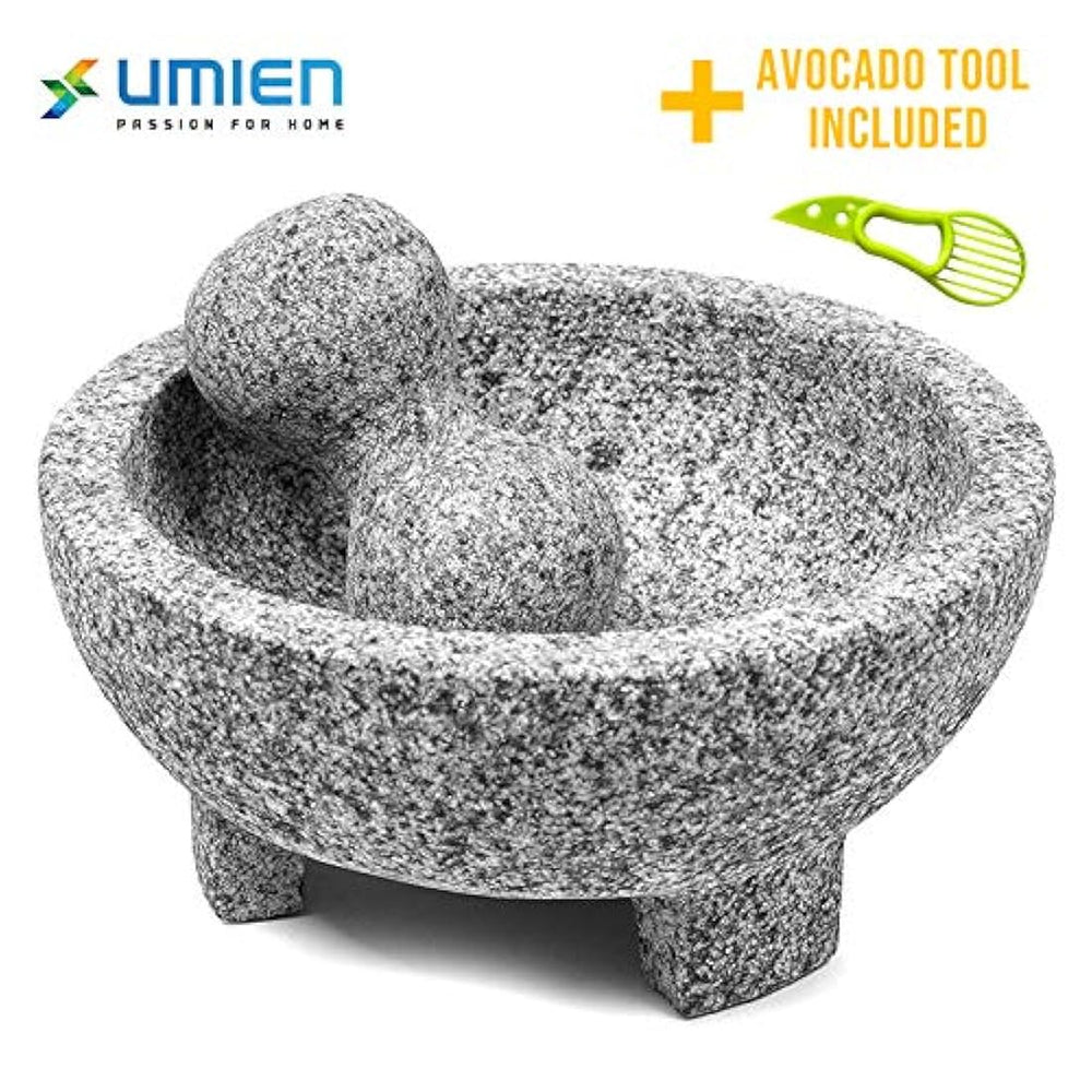 Set de mortero y maja de granito tazón de guacamole Molcajet