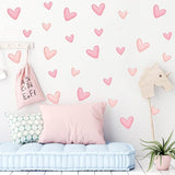 Pegatinas de pared con forma de corazón rosa para dormitorio