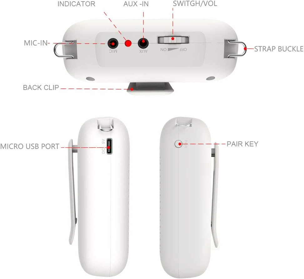 Amplificador de Voz Portátil Recargable con Micrófono y Cintura