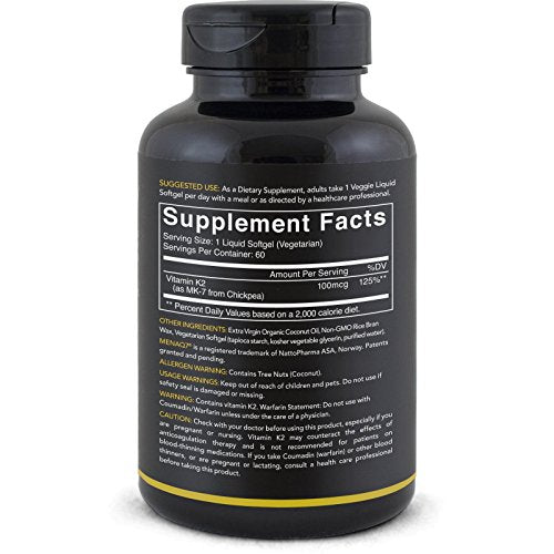 Vitamina K2 (como MK7) 100 mcg con aceite de coco
