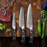 SIXILANG Damasco - Cuchillo de chef, Damasco 3 piezas