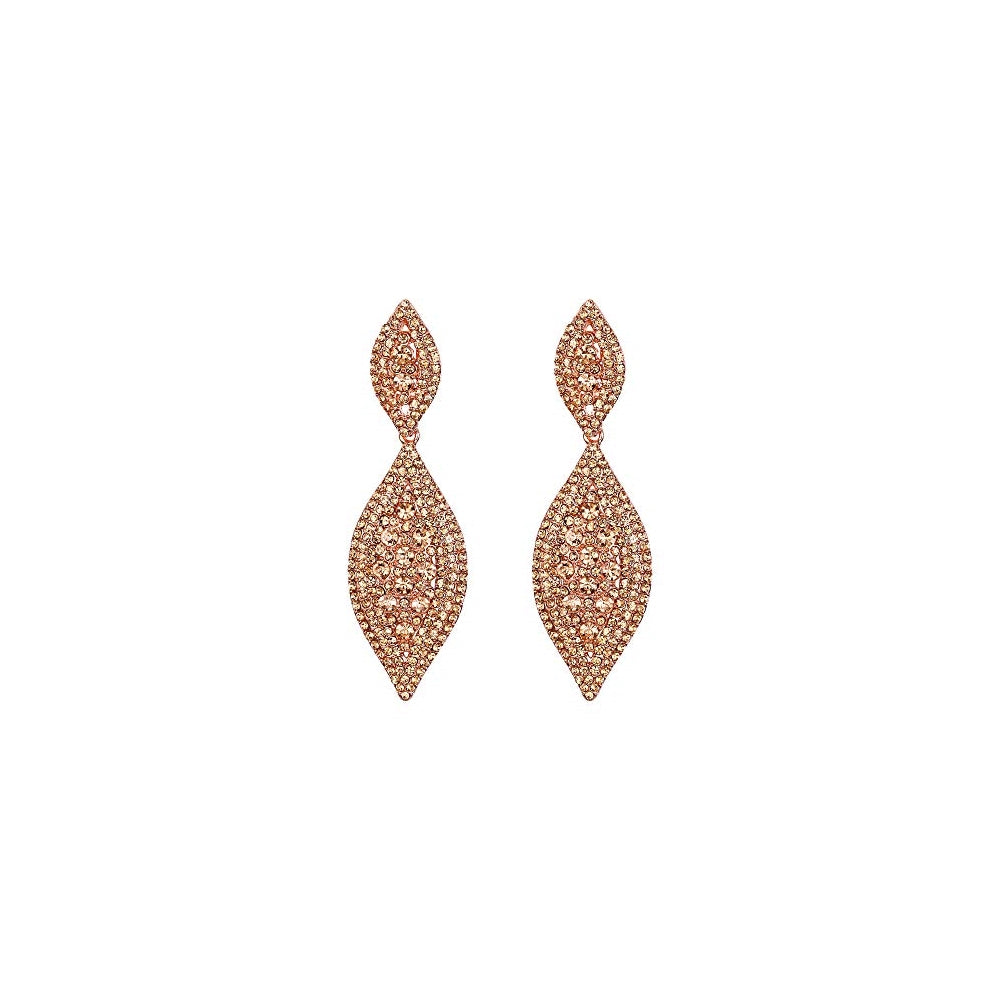 Aretes colgantes  con cristales de estrás color rosa