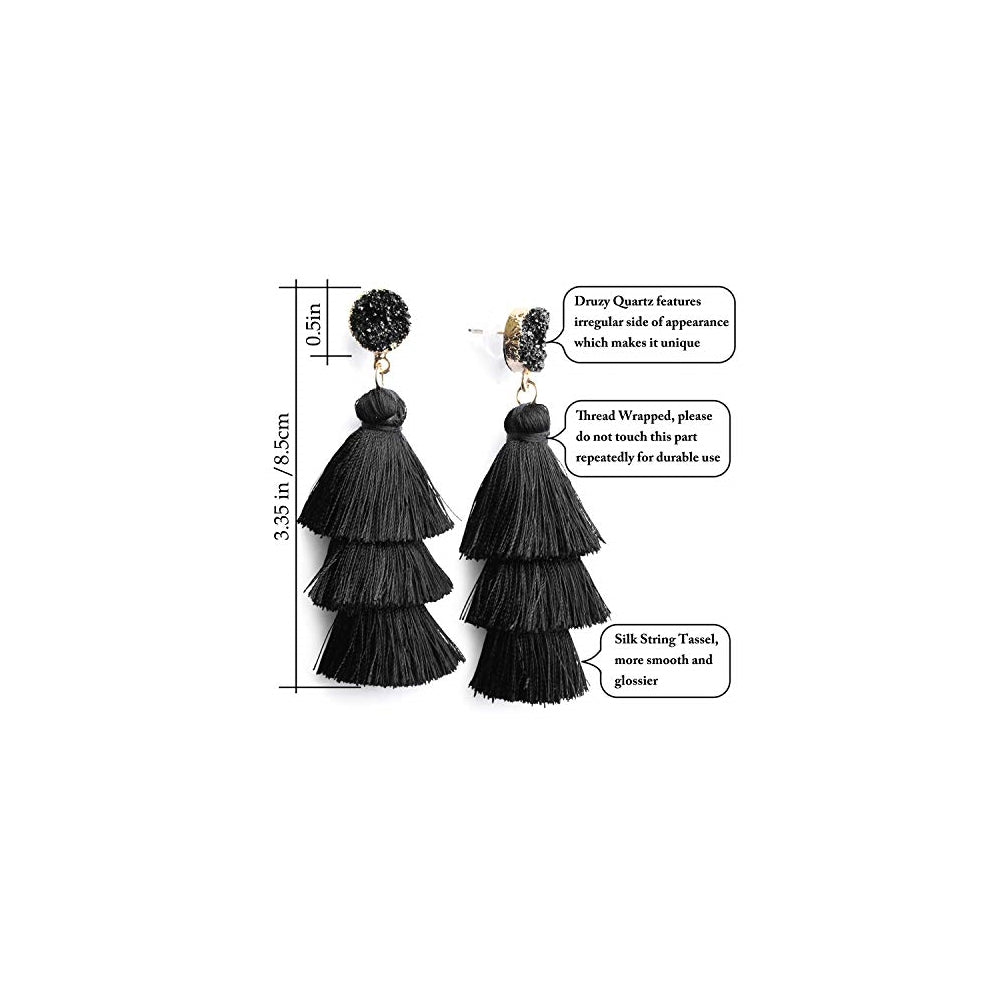 Aretes para mujer con borla diseño bohemio