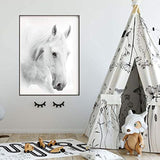 Juego de 2 ilustraciones de caballos blancos, 12.0 x 16.0 in
