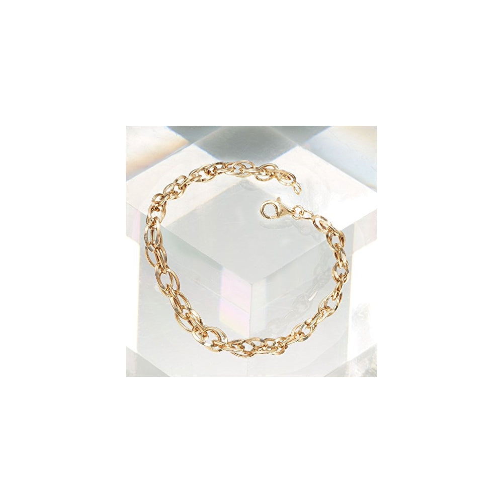 Pulseras de doble eslabón ovalado de oro amarillo